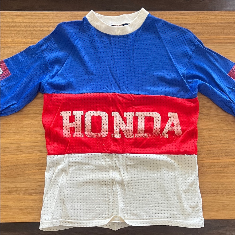 Vintage Honda Original Moto Mesh Jersey - Blue, Red & White